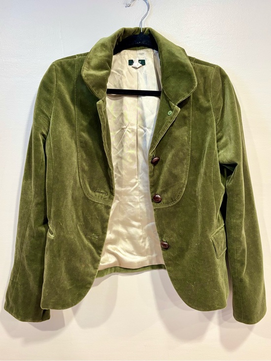 J. Crew Jackets & Blazers - J. Crew Bella Green Velvet Blazer Jacket Vintage Women's 8